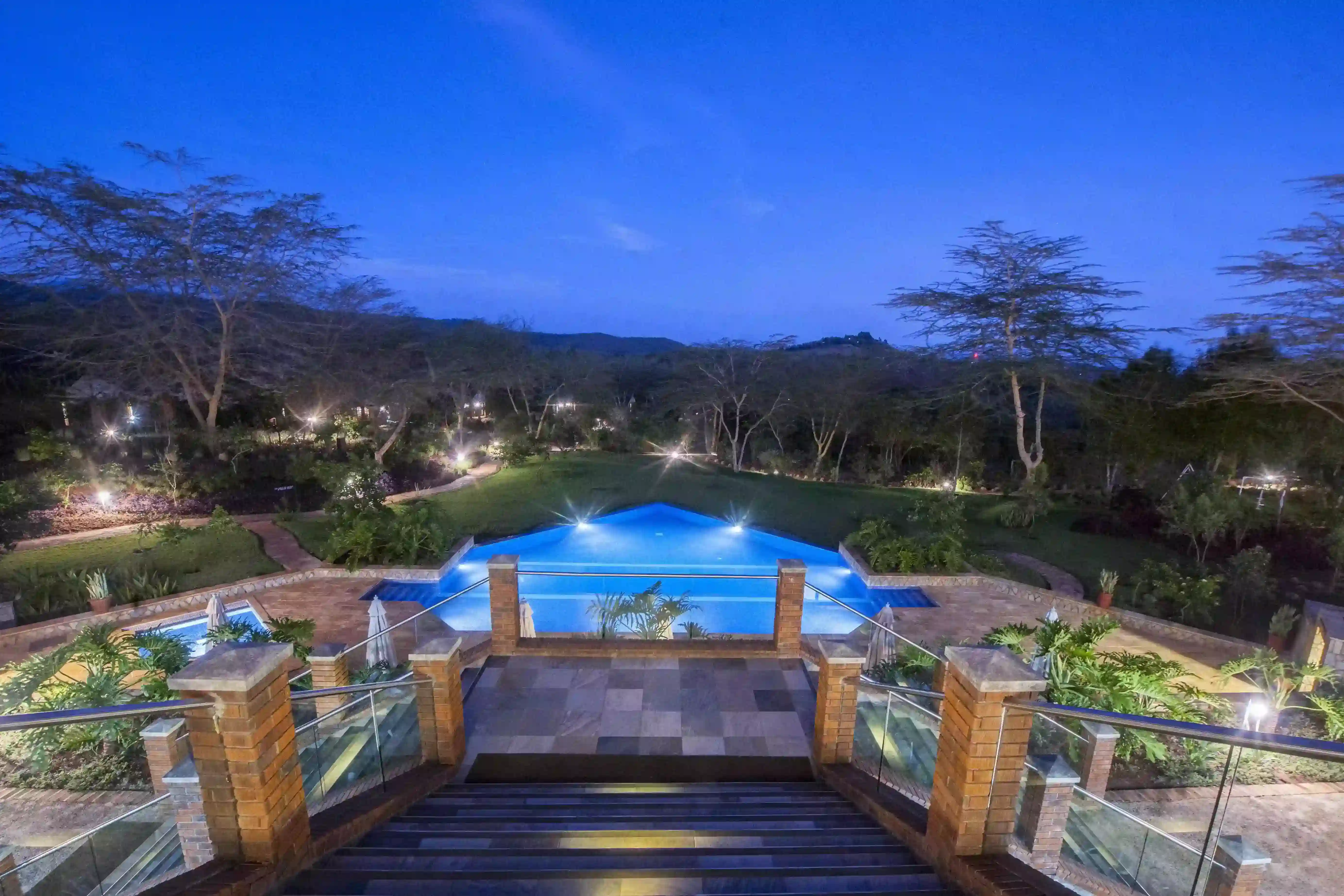 View of swimming pool from the retreat at ngorongoro